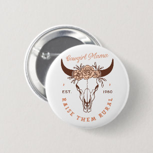 Badge Rond 5 Cm Cowgirl pays mère homestead ferme vie esthétique