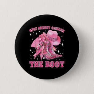 Badge Rond 5 Cm Cowgirl Western Donner Le Cancer Du Sein Le Boot R