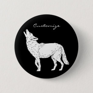 Badge Rond 5 Cm Coyote Howling Thunder_Cove