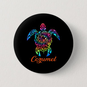 Badge Rond 5 Cm Cozumel Sea Turtle Famille Vacances Été 2025