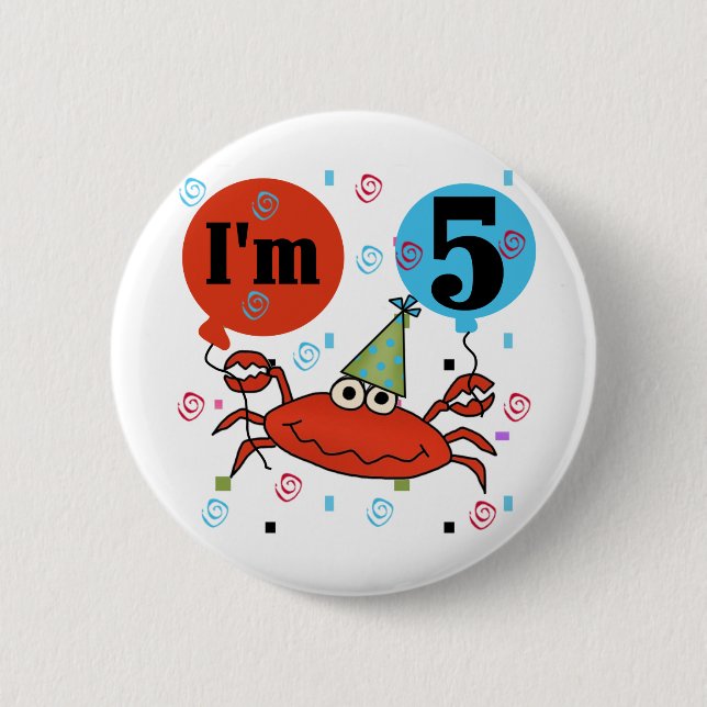 Badge Rond 5 Cm Crabe 5e anniversaire Tshirts et cadeaux (Devant)