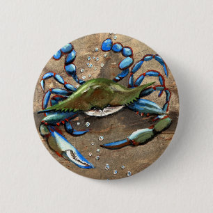 Badge Rond 5 Cm Crabe bleu