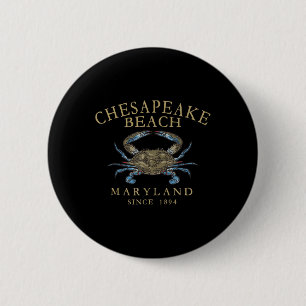 Badge Rond 5 Cm Crabe bleu de la baie de Chesapeake Maryland Vinta