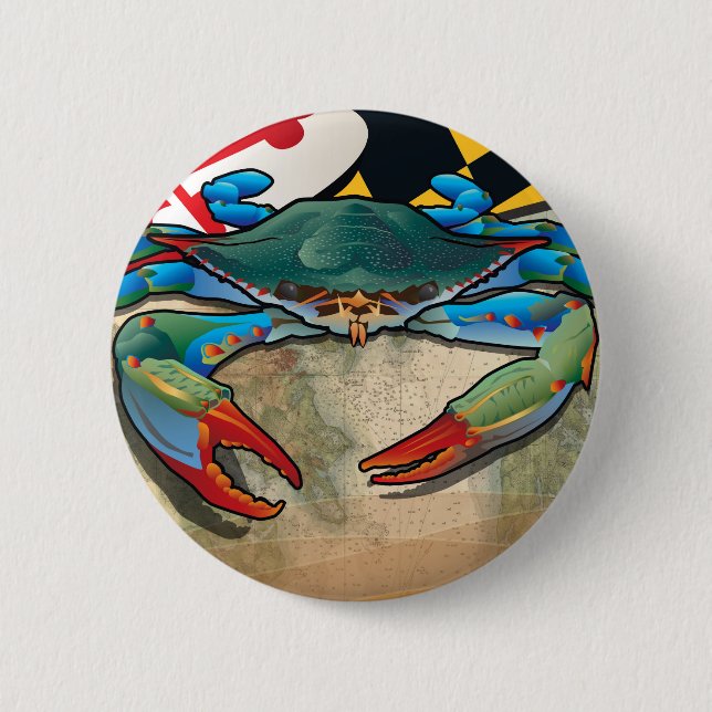 Badge Rond 5 Cm Crabe bleu du Maryland (Devant)