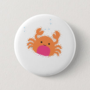 Badge Rond 5 Cm Crabe caricaturale orange