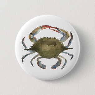 Badge Rond 5 Cm Crabe d'aquarelle - gris