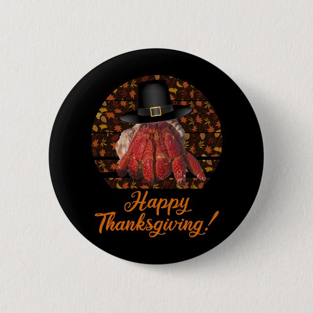 Badge Rond 5 Cm Crabe ermite de Thanksgiving (Devant)