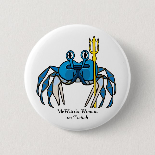 Badge Rond 5 Cm Crabe guerrier bleu, MeWarriorWoman sur Twitch (Devant)
