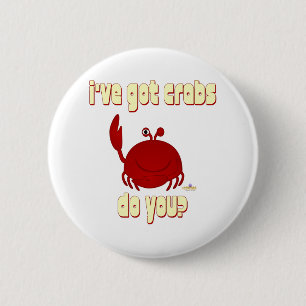 Badge Rond 5 Cm Crabe rouge souriant J'ai des crabes, tu veux ?