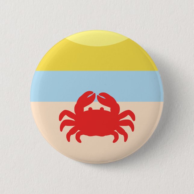 Badge Rond 5 Cm Crabe rouge sur Sunny Beach (Devant)