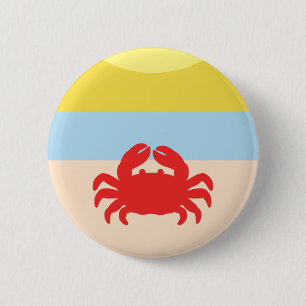 Badge Rond 5 Cm Crabe rouge sur Sunny Beach