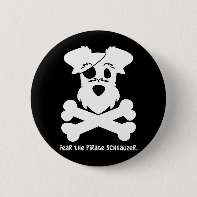 Badge Rond 5 Cm Craignez le Schnauzer de pirate (Devant)