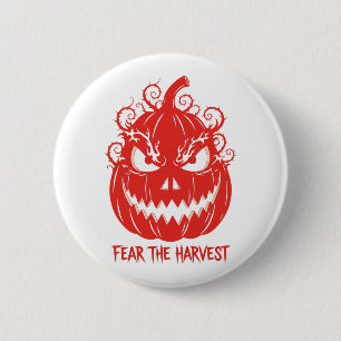 Badge Rond 5 Cm Craindre la récolte mal Citrouille Halloween Horre