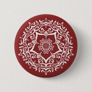 Badge Rond 5 Cm Cranberry Mandala