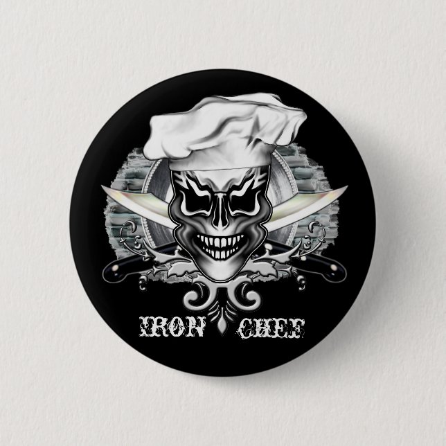 Badge Rond 5 Cm Crâne 1 de chef (Devant)