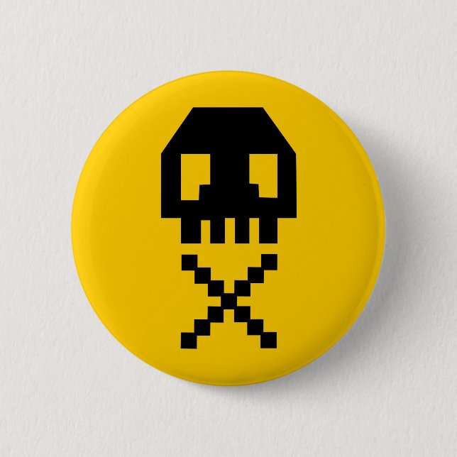 Badge Rond 5 Cm crâne à 8 bits de pixel (Devant)