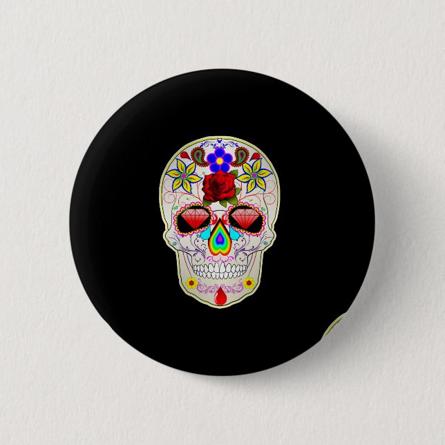 Badge Rond 5 Cm crâne à sucre (Devant)