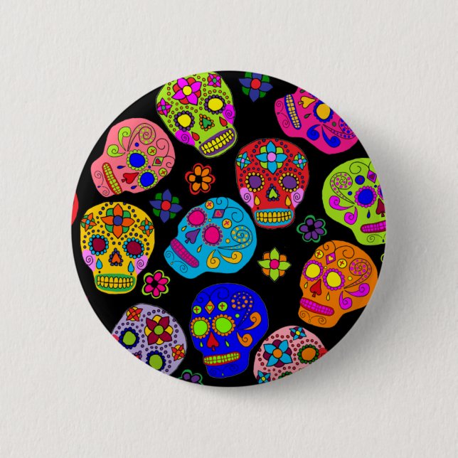 Badge Rond 5 Cm Crâne à sucre (Devant)