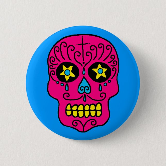 Badge Rond 5 Cm Crâne à sucre (Devant)