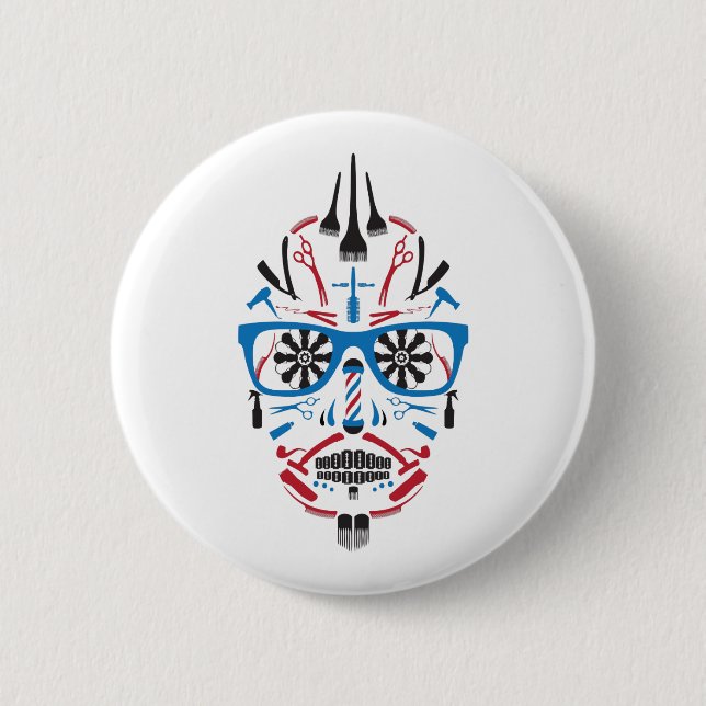 Badge Rond 5 Cm crâne à sucre de barbershop (Devant)