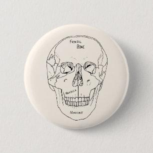 Badge Rond 5 Cm Crâne avec os - Étiqueté
