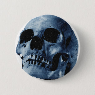 Badge Rond 5 Cm Crâne bleu