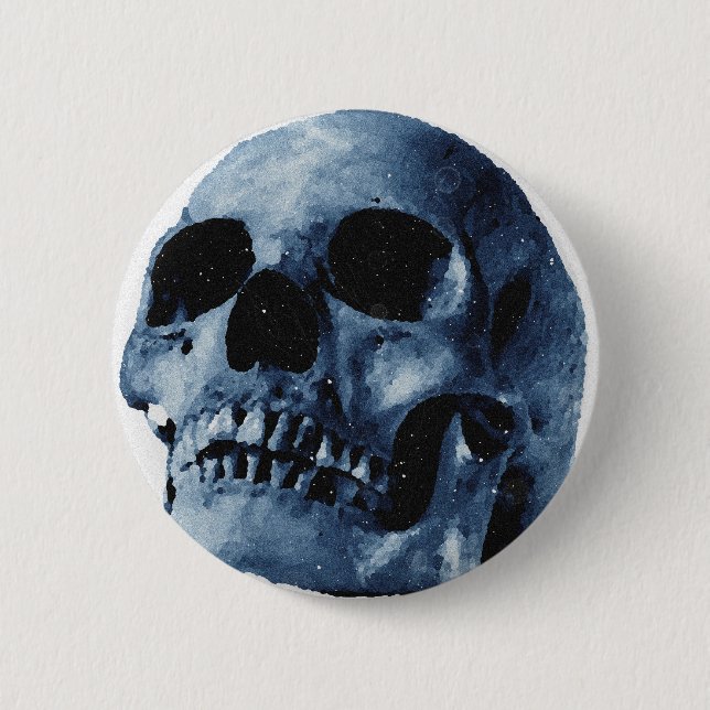 Badge Rond 5 Cm Crâne bleu (Devant)