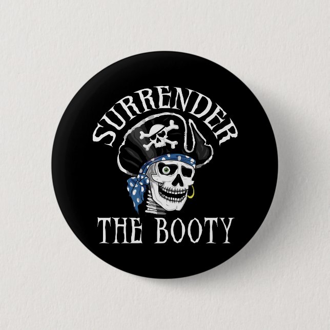 Badge Rond 5 Cm Crâne borgne et os croisés de pirate (Devant)