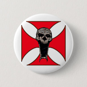 Badge Rond 5 Cm Crâne croisé de Templar