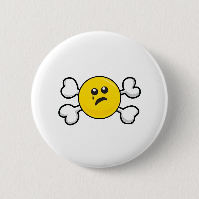 Badge Rond 5 Cm crâne croisé pleurant (Devant)