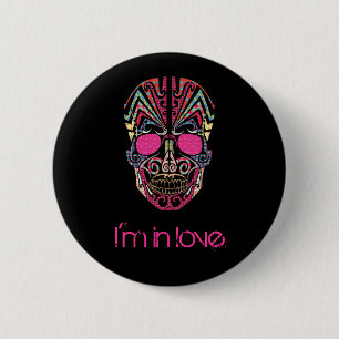 Badge Rond 5 Cm Crâne d'amant coloré mignon