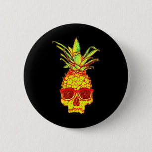 Badge Rond 5 Cm Crâne d'ananas avec lunettes de soleil Retro Aesth