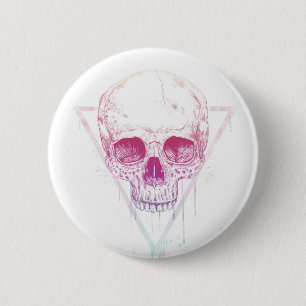 Badge Rond 5 Cm Crâne dans la triangle
