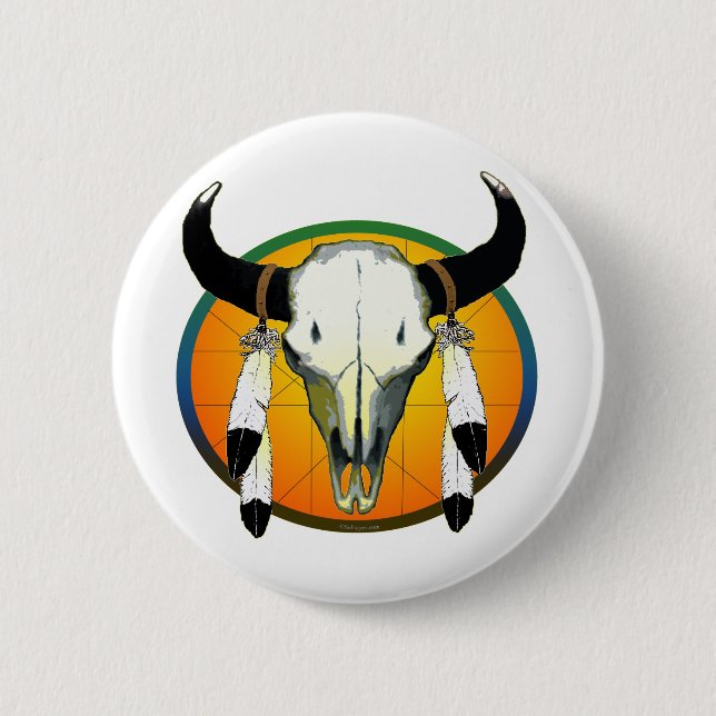 Badge Rond 5 Cm crâne de bufflalo (Devant)
