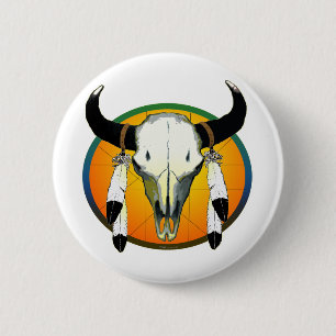 Badge Rond 5 Cm crâne de bufflalo