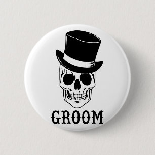 Badge Rond 5 Cm Crâne de chambre avec mariée Casquette Halloween M