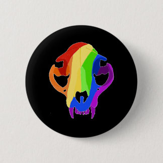 Badge Rond 5 Cm Crâne de chat d'arc-en-ciel