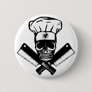 Badge Rond 5 Cm Crâne de chef (B&W)