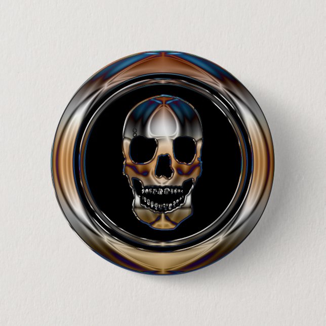 BADGE ROND 5 CM CRÂNE DE CHROME (Devant)