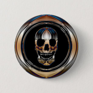 BADGE ROND 5 CM CRÂNE DE CHROME
