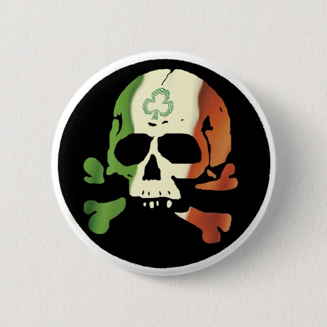 Badge Rond 5 Cm crâne de drapeau irlandais (Devant)