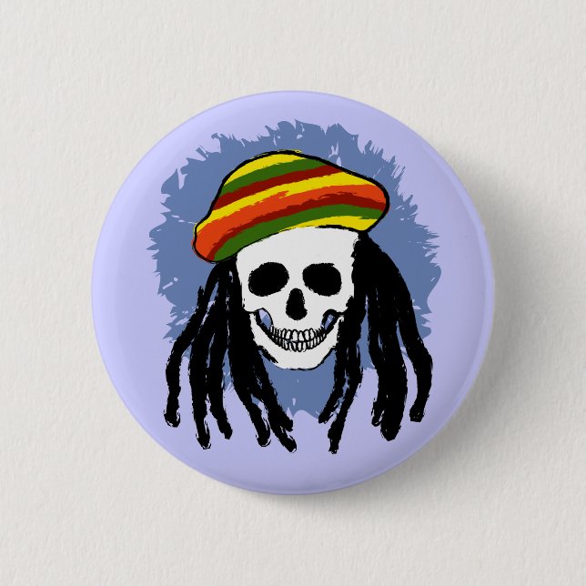 Badge Rond 5 Cm Crâne de Dreadlock (Devant)