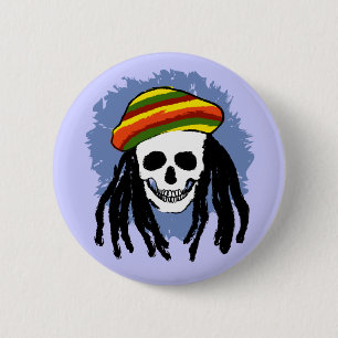 Badge Rond 5 Cm Crâne de Dreadlock