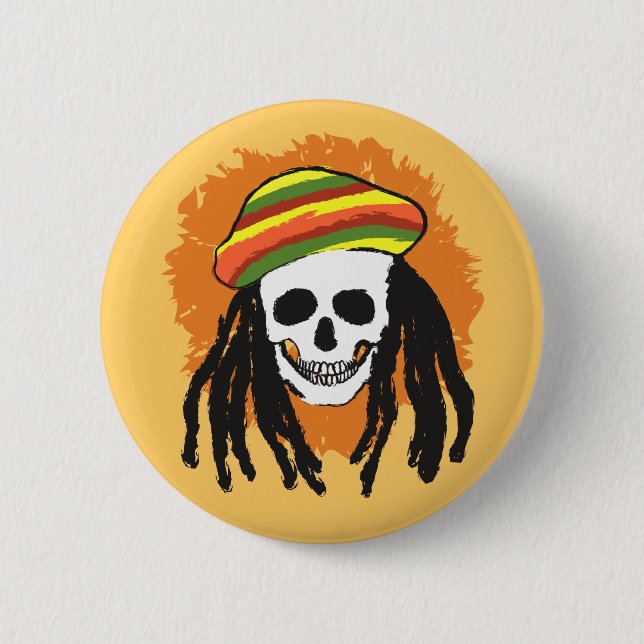 Badge Rond 5 Cm Crâne de Dreadlock (Devant)