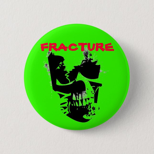 Badge Rond 5 Cm crâne de fracture (Devant)