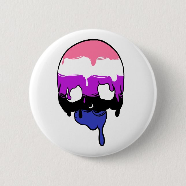 Badge Rond 5 Cm Crâne de goutte de genderfluide (Devant)