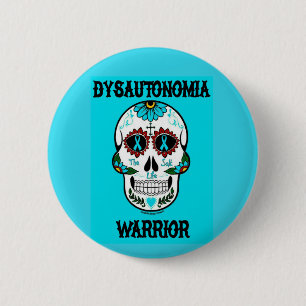 Badge Rond 5 Cm Crâne de guerrier/sucre...Dysautonomia