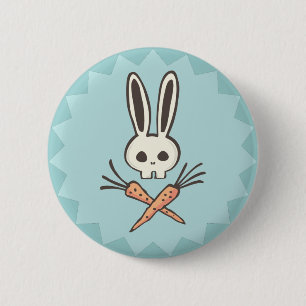 Badge Rond 5 Cm Crâne de lapin de bande dessinée et bouton d'os