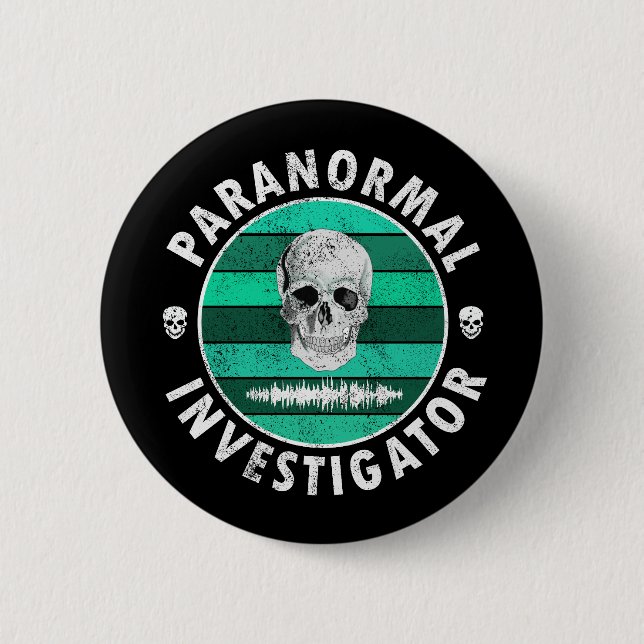 Badge Rond 5 Cm Crâne de l'enquêteur paranormal (Devant)