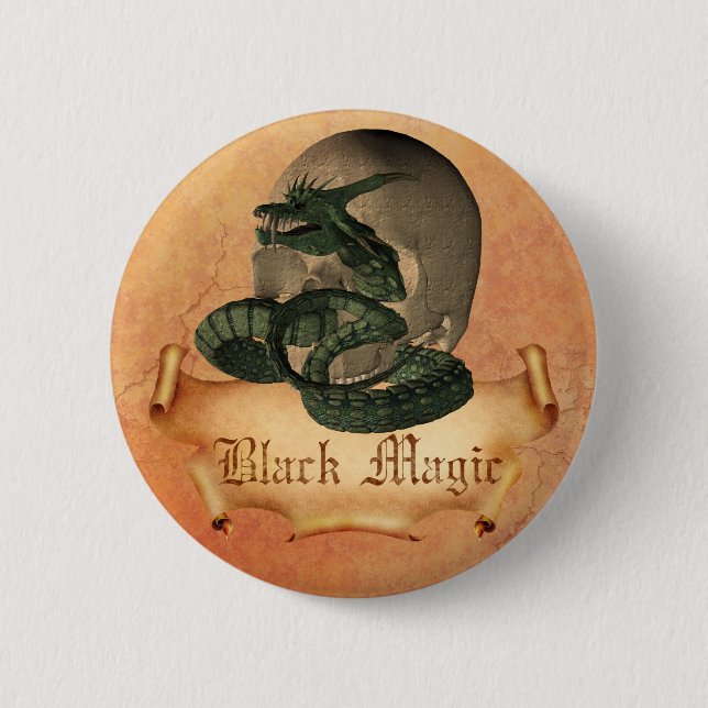Badge Rond 5 Cm Crâne de magie noire (Devant)